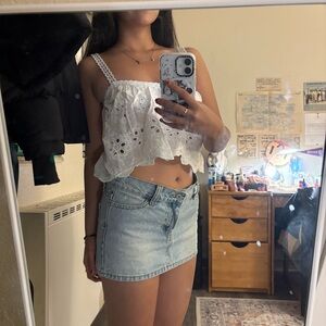 White Eyelet Lace Crop Top